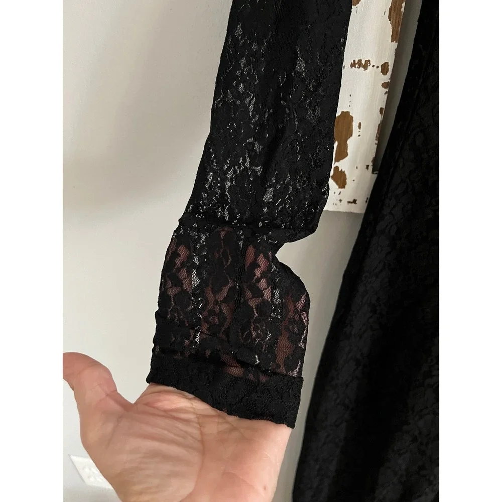 Abercrombie & Fitch Lace Black Bodycon Long Sleeve Maxi Dress Size Medium‎